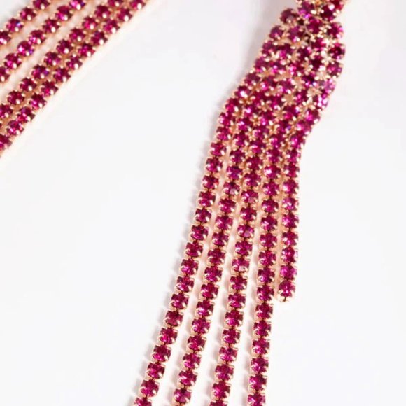LOVISA Glamorous Fuchsia Crystal Twisted Drop Earrings**NEW! - Picture 3 of 4